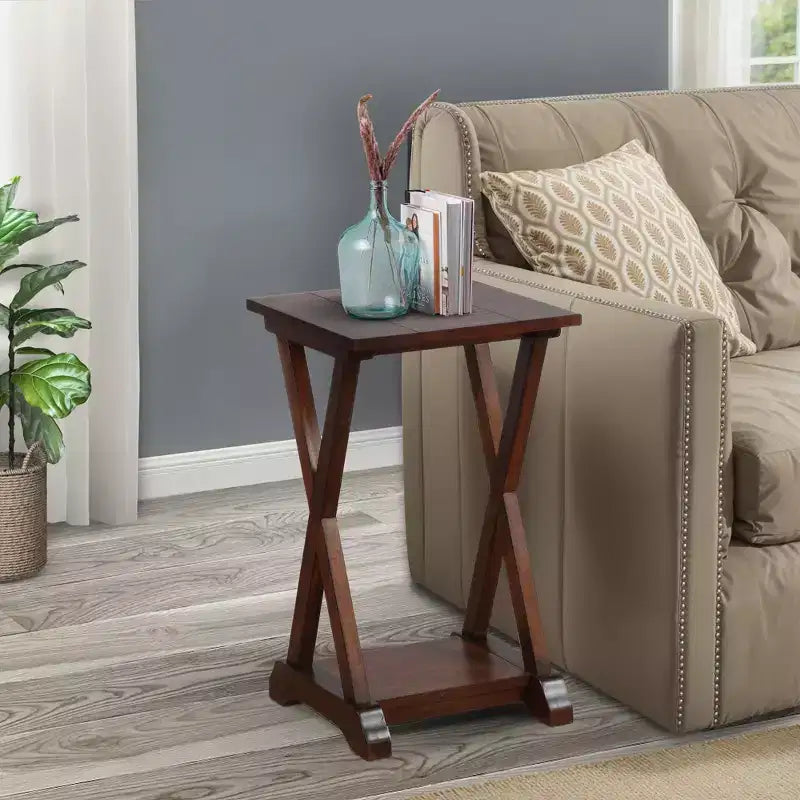 eHemco X-Farmhouse Table d'appoint avec étagère de rangement