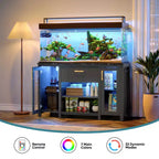 Meuble d'aquarium Bestier 75 gallons en métal avec armoire de rangement et prises de courant Lumière LED, capacité de 340 kg, noir