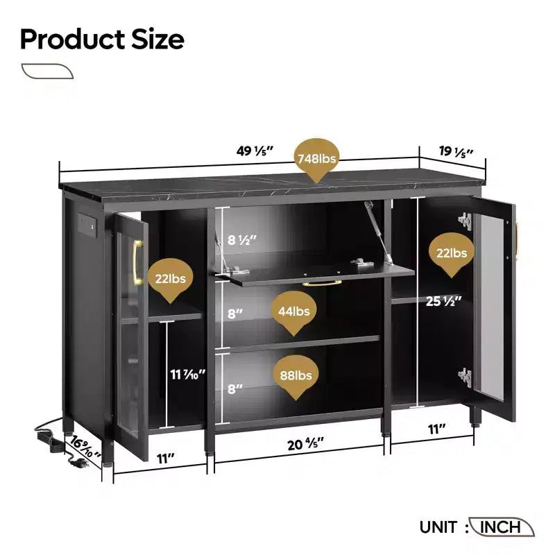 Meuble d'aquarium Bestier 75 gallons en métal avec armoire de rangement et prises de courant Lumière LED, capacité de 340 kg, noir