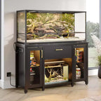 Meuble d'aquarium Bestier 75 gallons en métal avec armoire de rangement et prises de courant Lumière LED, capacité de 340 kg, noir