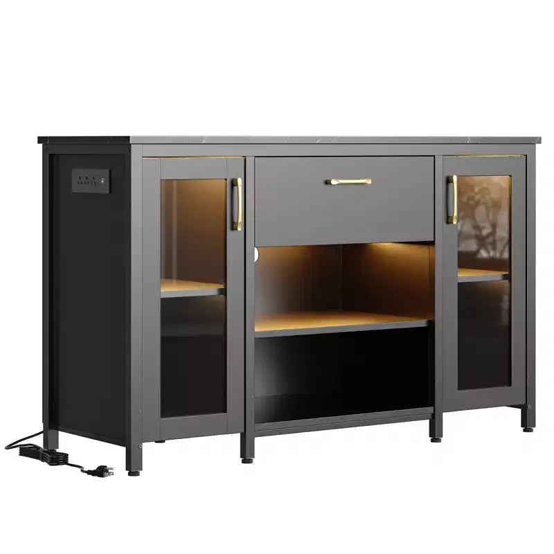 Meuble d'aquarium Bestier 75 gallons en métal avec armoire de rangement et prises de courant Lumière LED, capacité de 340 kg, noir