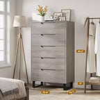 Commode de rangement haute autoportante élégante WhizMax avec 5 tiroirs spacieux