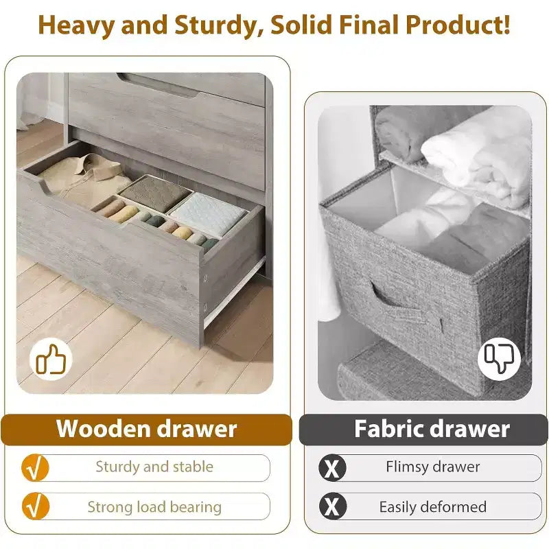 Commode de rangement haute autoportante élégante WhizMax avec 5 tiroirs spacieux