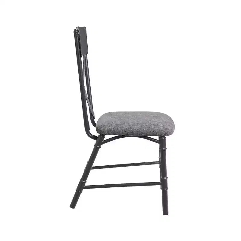 Simple Relax – Lot de 2 chaises d'appoint rembourrées en tissu avec dossier en X, gris et noir sablé