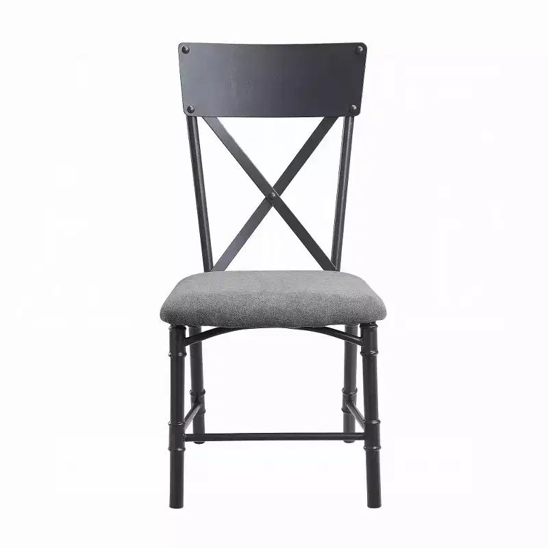 Simple Relax – Lot de 2 chaises d'appoint rembourrées en tissu avec dossier en X, gris et noir sablé