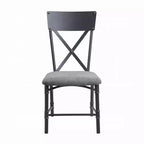 Simple Relax – Lot de 2 chaises d'appoint rembourrées en tissu avec dossier en X, gris et noir sablé
