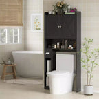 Organisateur de salle de bain avec portes coulissantes, étagère réglable, porte-papier toilette