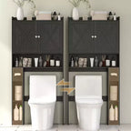 Organisateur de salle de bain avec portes coulissantes, étagère réglable, porte-papier toilette