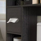 Organisateur de salle de bain avec portes coulissantes, étagère réglable, porte-papier toilette