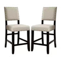 Simple Relax Set of 2 Upholstered Counter Height Chairs in Antique Black and Beige