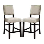 Simple Relax Set of 2 Upholstered Counter Height Chairs in Antique Black and Beige