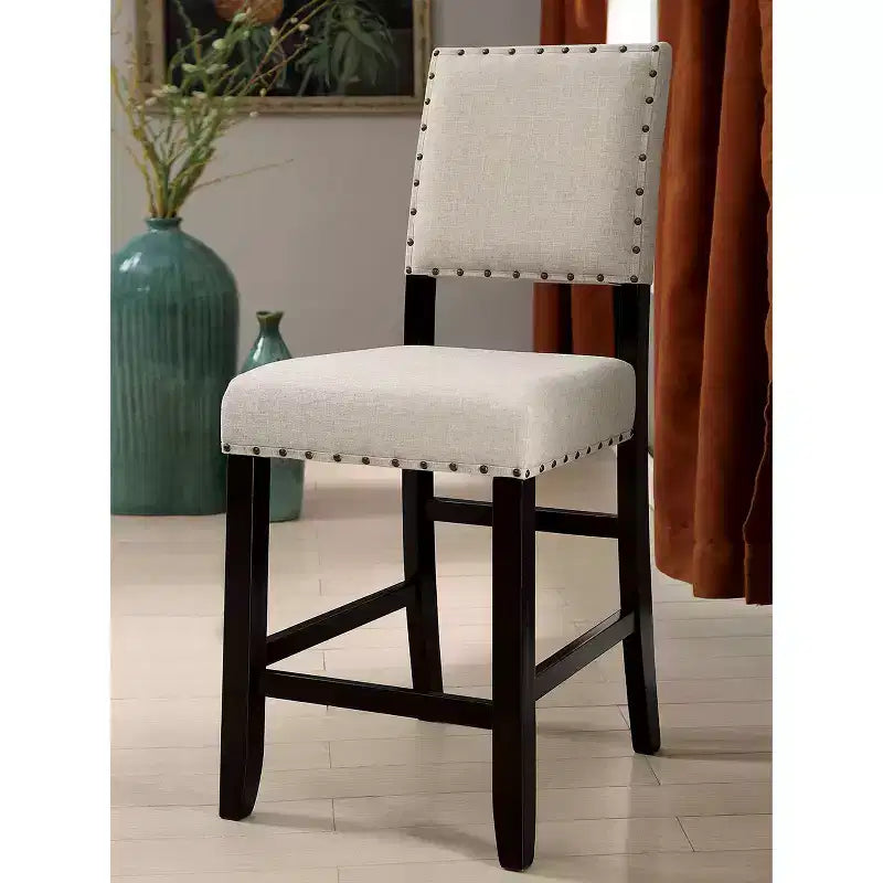 Simple Relax Lot de 2 chaises de comptoir rembourrées hauteur comptoir en noir antique et beige