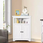 VEVOR Armoire d'angle 32", Meuble de Rangement Haut avec 2 Portes en Bois et Étagères Réglables, Meuble de Rangement d'Angle Autonome pour Cuisine
