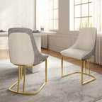 CLIHOME Lot de 2 chaises de salle à manger modernes à dossier haut avec pieds en métal