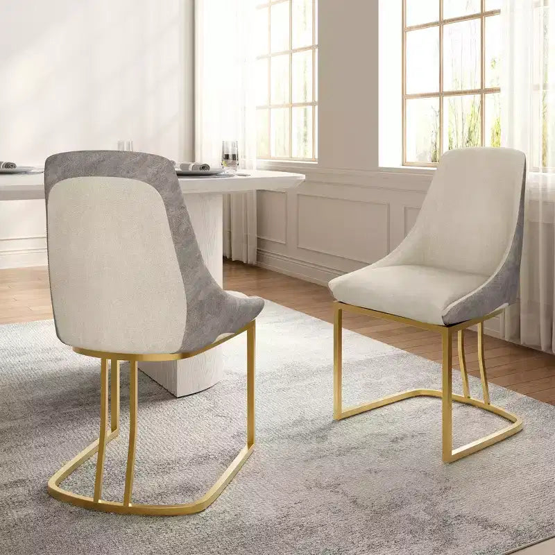 CLIHOME Lot de 2 chaises de salle à manger modernes à dossier haut avec pieds en métal