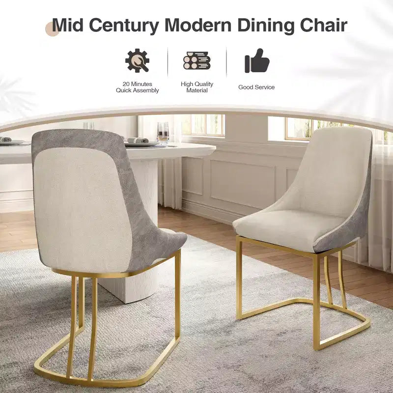 CLIHOME Lot de 2 chaises de salle à manger modernes à dossier haut avec pieds en métal