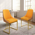 CLIHOME Lot de 2 chaises de salle à manger modernes à dossier haut avec pieds en métal