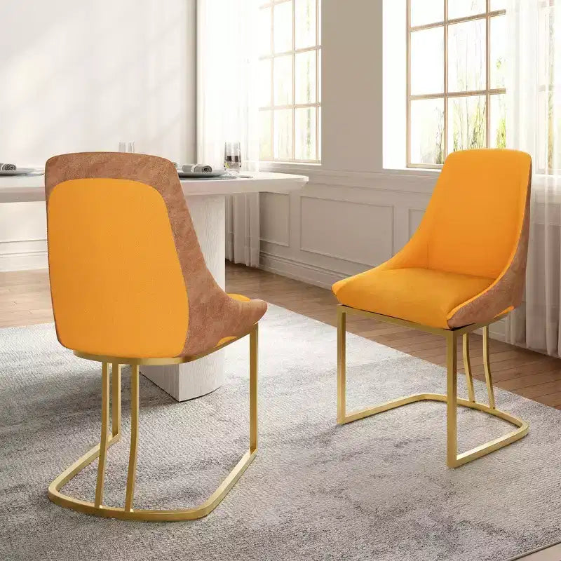 CLIHOME Lot de 2 chaises de salle à manger modernes à dossier haut avec pieds en métal