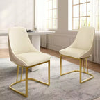 CLIHOME Lot de 2 chaises de salle à manger modernes à dossier haut avec pieds en métal
