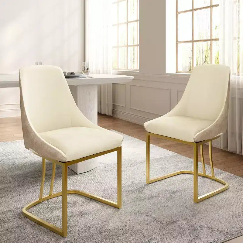 CLIHOME Lot de 2 chaises de salle à manger modernes à dossier haut avec pieds en métal