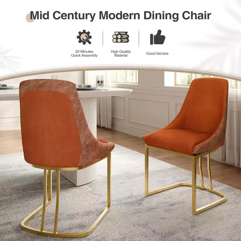 CLIHOME Lot de 2 chaises de salle à manger modernes à dossier haut avec pieds en métal