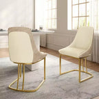 CLIHOME Lot de 2 chaises de salle à manger modernes à dossier haut avec pieds en métal
