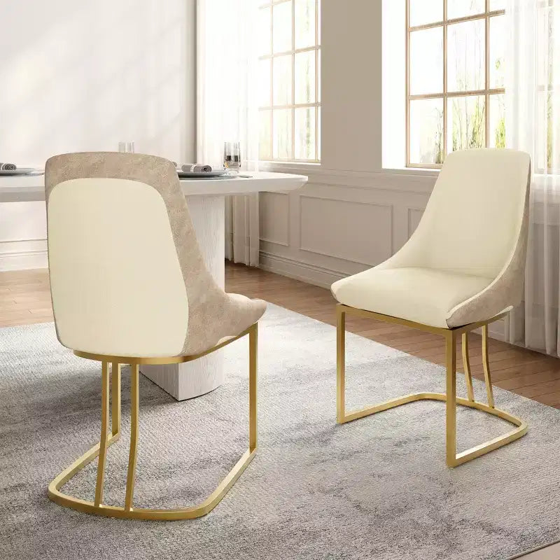 CLIHOME Lot de 2 chaises de salle à manger modernes à dossier haut avec pieds en métal