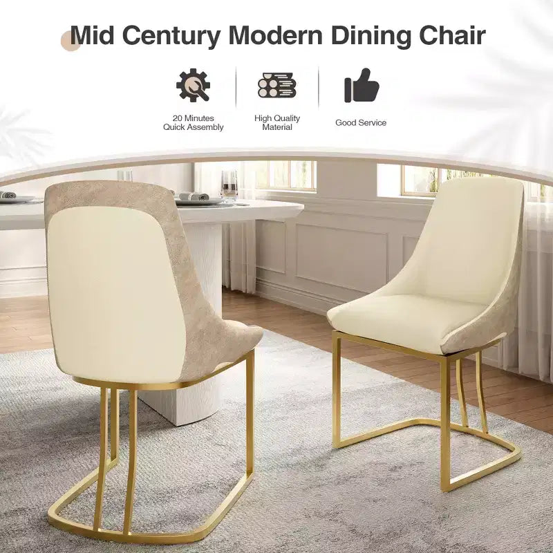 CLIHOME Lot de 2 chaises de salle à manger modernes à dossier haut avec pieds en métal