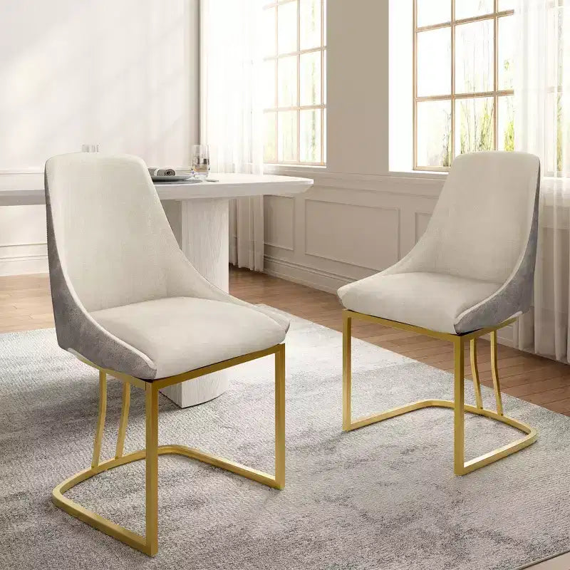 CLIHOME Lot de 2 chaises de salle à manger modernes à dossier haut avec pieds en métal