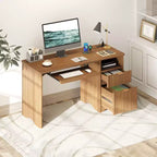 Bestier Bureau d'ordinateur 55 pouces pour PC avec prises électriques, tiroir coulissant pour clavier et tiroirs de rangement