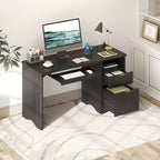 Bestier Bureau d'ordinateur 55 pouces pour PC avec prises électriques, tiroir coulissant pour clavier et tiroirs de rangement