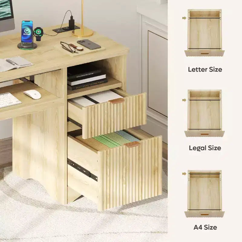 Bestier Bureau d'ordinateur 55 pouces pour PC avec prises électriques, tiroir coulissant pour clavier et tiroirs de rangement