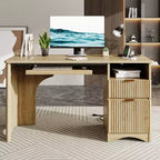 Bestier Bureau d'ordinateur 55 pouces pour PC avec prises électriques, tiroir coulissant pour clavier et tiroirs de rangement