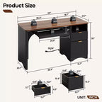 Bestier Bureau d'ordinateur 55 pouces pour PC avec prises électriques, tiroir coulissant pour clavier et tiroirs de rangement
