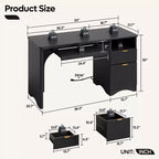 Bestier Bureau d'ordinateur 55 pouces pour PC avec prises électriques, tiroir coulissant pour clavier et tiroirs de rangement