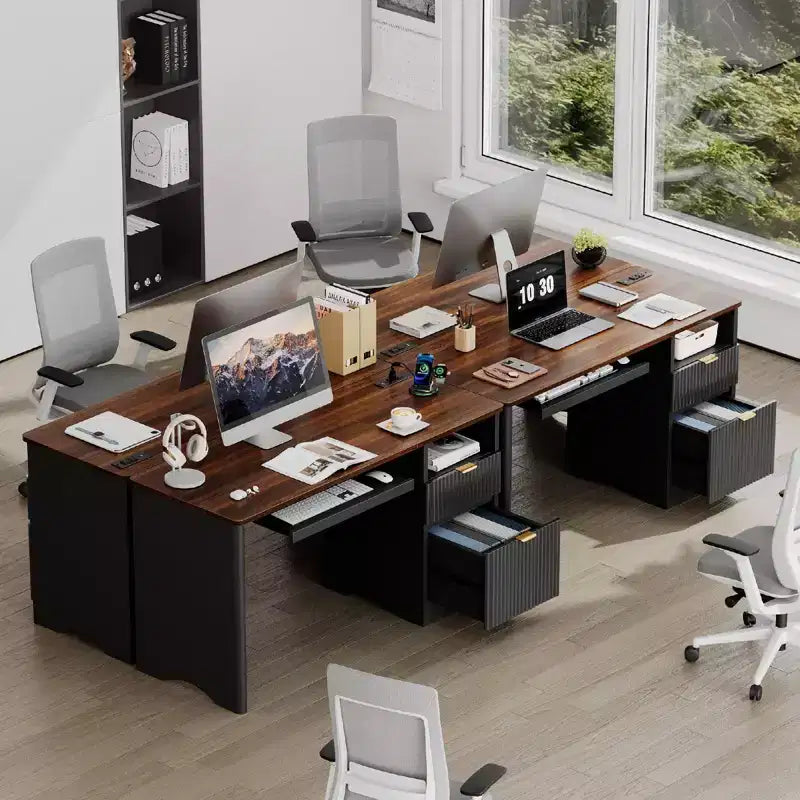 Bestier Bureau d'ordinateur 55 pouces pour PC avec prises électriques, tiroir coulissant pour clavier et tiroirs de rangement