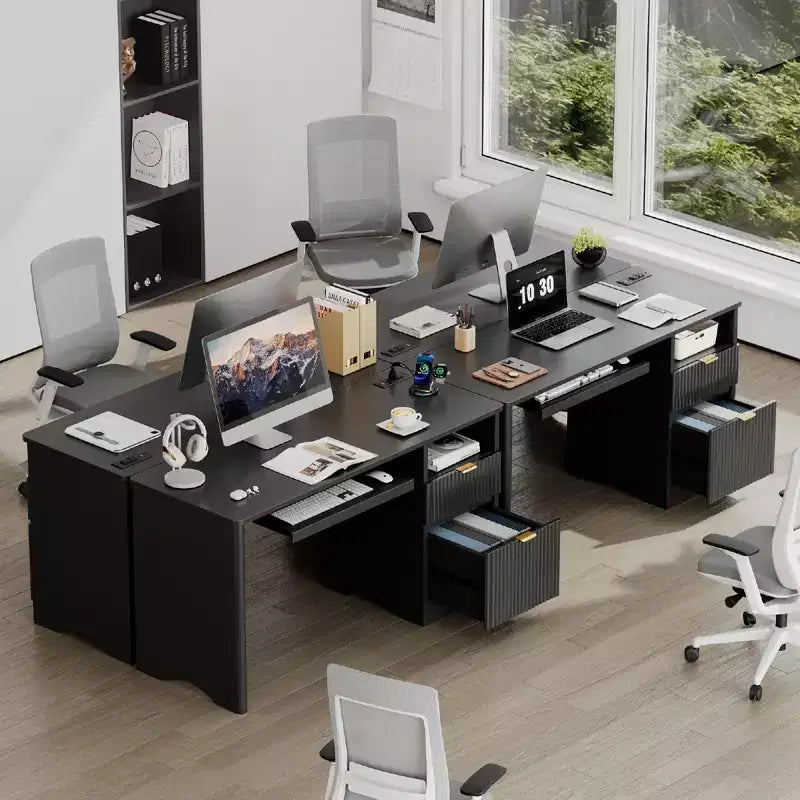 Bestier Bureau d'ordinateur 55 pouces pour PC avec prises électriques, tiroir coulissant pour clavier et tiroirs de rangement