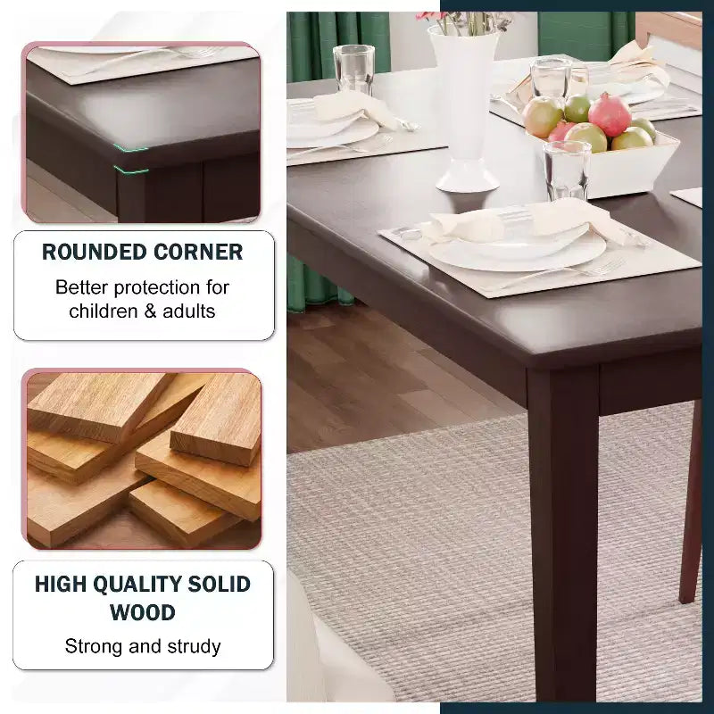 Table de salle à manger FDW, Table de cuisine pour petits espaces, Design moderne rectangulaire, Marron