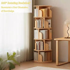 Étagère à Livres Rotative à 5 Niveaux, Étagère à Livres Ronde Pivotante à 360 Degrés, Tour d'Étagère Rotative Peu Encombrante à Double Base