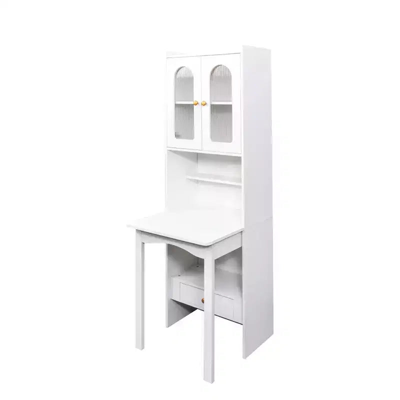 CLIHOME Tables de Nuit Pliantes Convertibles, Armoire de Bureau avec Étagère et Tiroir, Poste de Travail Multifonctionnel pour Bureau à Domicile