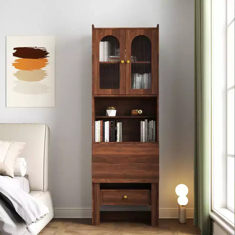 CLIHOME Tables de Nuit Pliantes Convertibles, Armoire de Bureau avec Étagère et Tiroir, Poste de Travail Multifonctionnel pour Bureau à Domicile