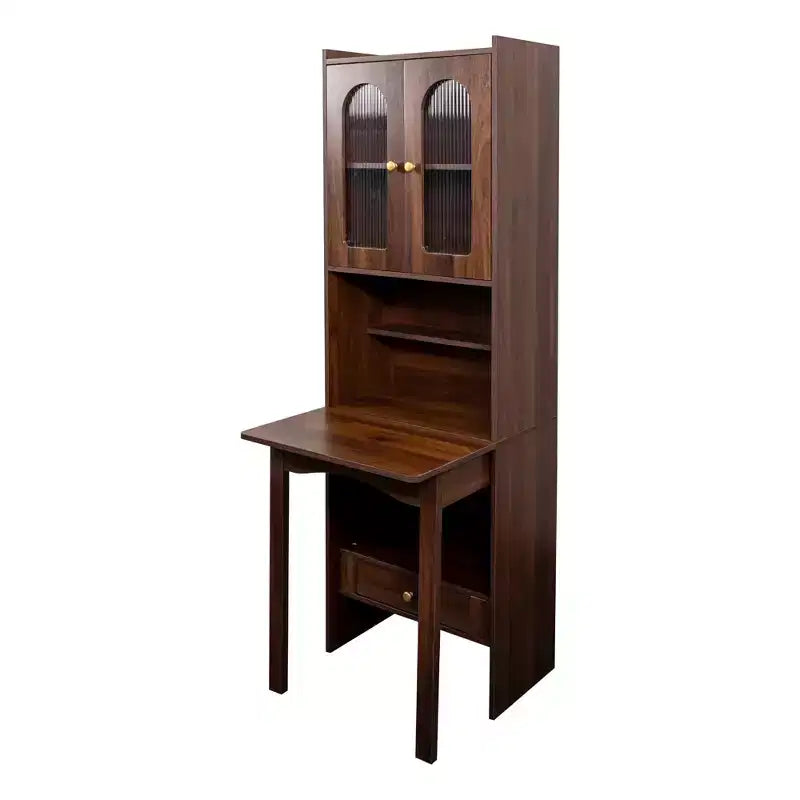 CLIHOME Tables de Nuit Pliantes Convertibles, Armoire de Bureau avec Étagère et Tiroir, Poste de Travail Multifonctionnel pour Bureau à Domicile