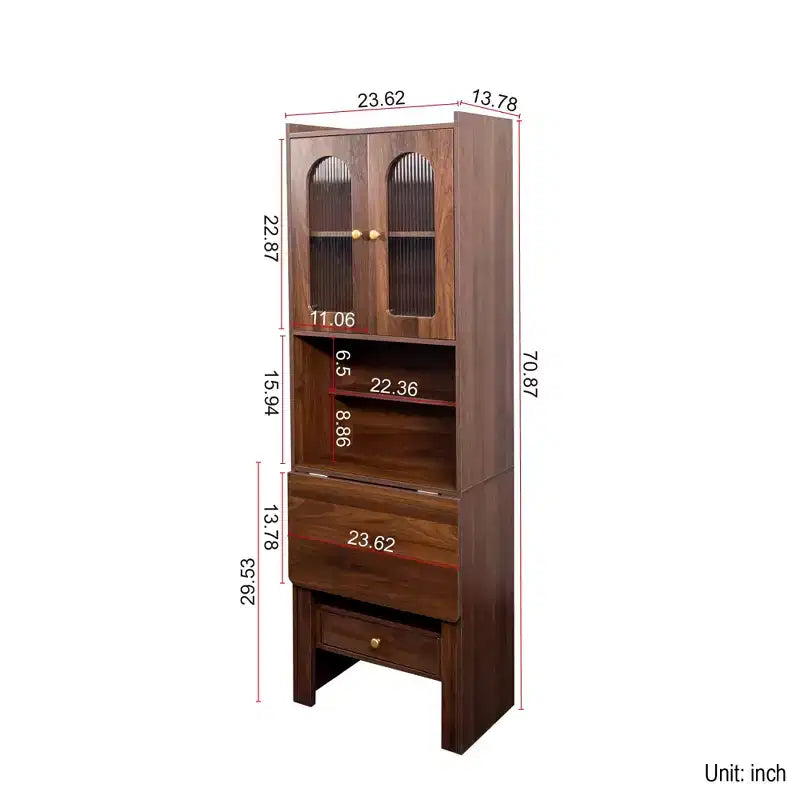 CLIHOME Tables de Nuit Pliantes Convertibles, Armoire de Bureau avec Étagère et Tiroir, Poste de Travail Multifonctionnel pour Bureau à Domicile