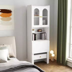 CLIHOME Tables de Nuit Pliantes Convertibles, Armoire de Bureau avec Étagère et Tiroir, Poste de Travail Multifonctionnel pour Bureau à Domicile