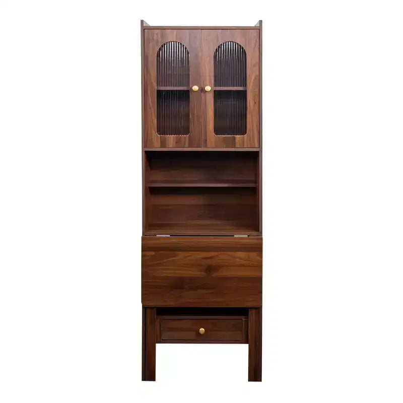 CLIHOME Tables de Nuit Pliantes Convertibles, Armoire de Bureau avec Étagère et Tiroir, Poste de Travail Multifonctionnel pour Bureau à Domicile