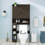 Étagère de rangement de salle de bain avec portes de grange, porte-rouleau de papier toilette
