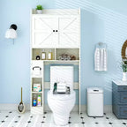 Étagère de rangement de salle de bain avec portes de grange, porte-rouleau de papier toilette