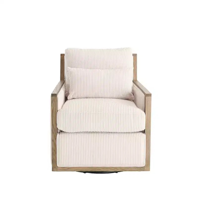Fauteuil d'appoint Okak pour chambre à coucher, fauteuil pivotant à 360 degrés en velours côtelé, fauteuil de loisirs, fauteuil d'appoint moderne surdimensionné