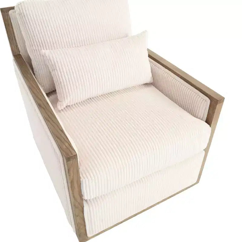 Fauteuil d'appoint Okak pour chambre à coucher, fauteuil pivotant à 360 degrés en velours côtelé, fauteuil de loisirs, fauteuil d'appoint moderne surdimensionné
