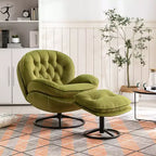 Fauteuils d'appoint modernes Okak pour chambre à coucher avec pouf, fauteuil de loisirs avec siège rembourré